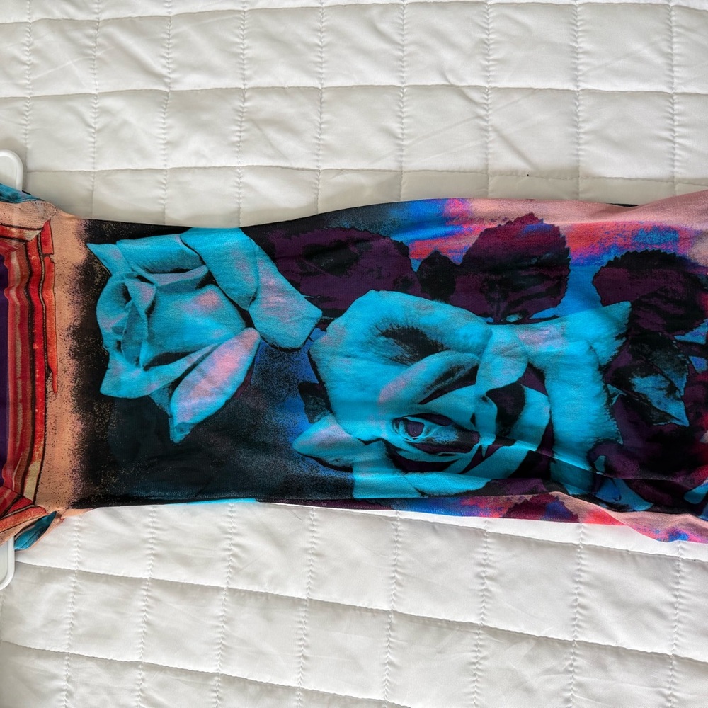 Jean Paul Gaultier Multicolor Graphic Tee with Purple Trim